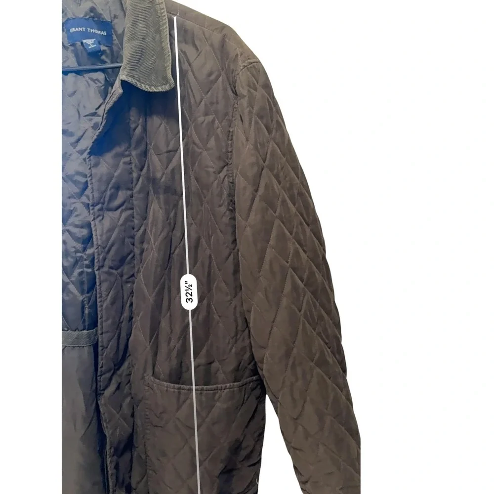 Grant Thomas Quilted Barn Jacket Mens Large Corduroy Collar Heritage Olive Green